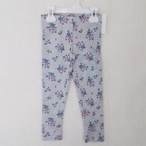OshKosh Cotton Blend Leggings‎ Size 4 in Gray w/ Floral Print